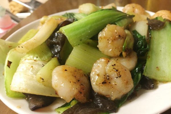 Shrimp, chop suey, and Jew’s ear stir fried with seasonings